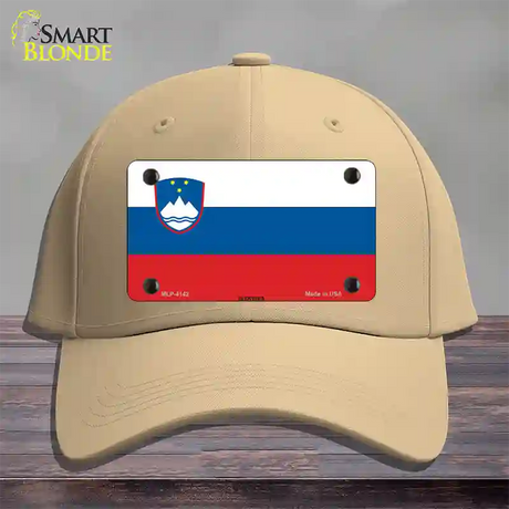 Slovenia Flag Novelty License Plate Hat Cotton / Khaki