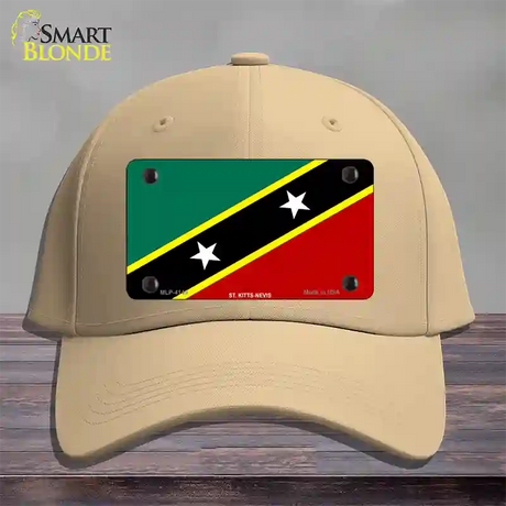 St Kitts-Nevis Flag Novelty License Plate Hat Cotton / Khaki