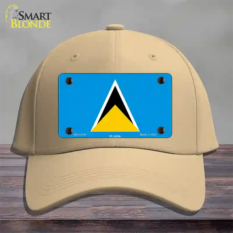 St Lucia Flag Novelty License Plate Hat Cotton / Khaki