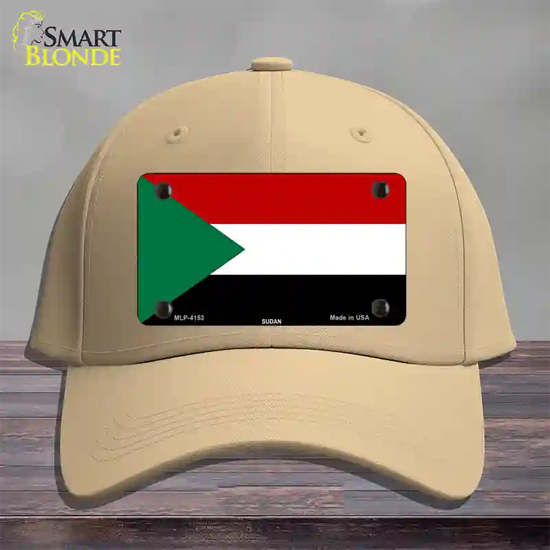 Sudan Flag Novelty License Plate Hat Cotton / Khaki