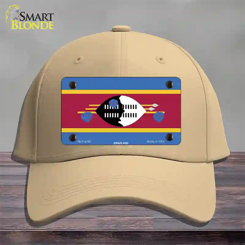 Swaziland Flag Novelty License Plate Hat Cotton / Khaki