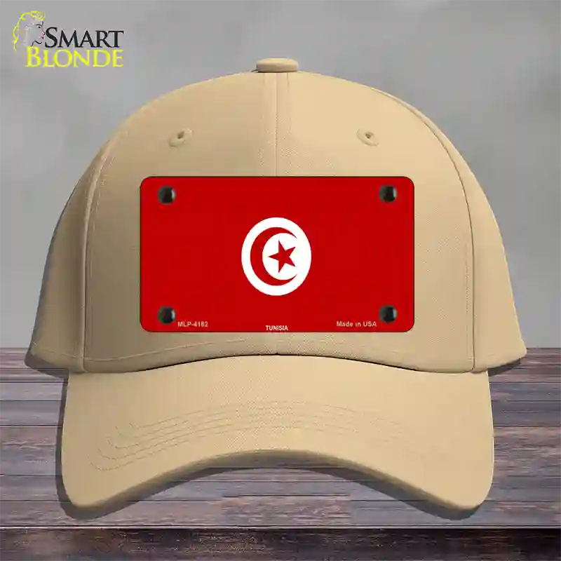 Tunisia Flag Novelty License Plate Hat Cotton / Khaki