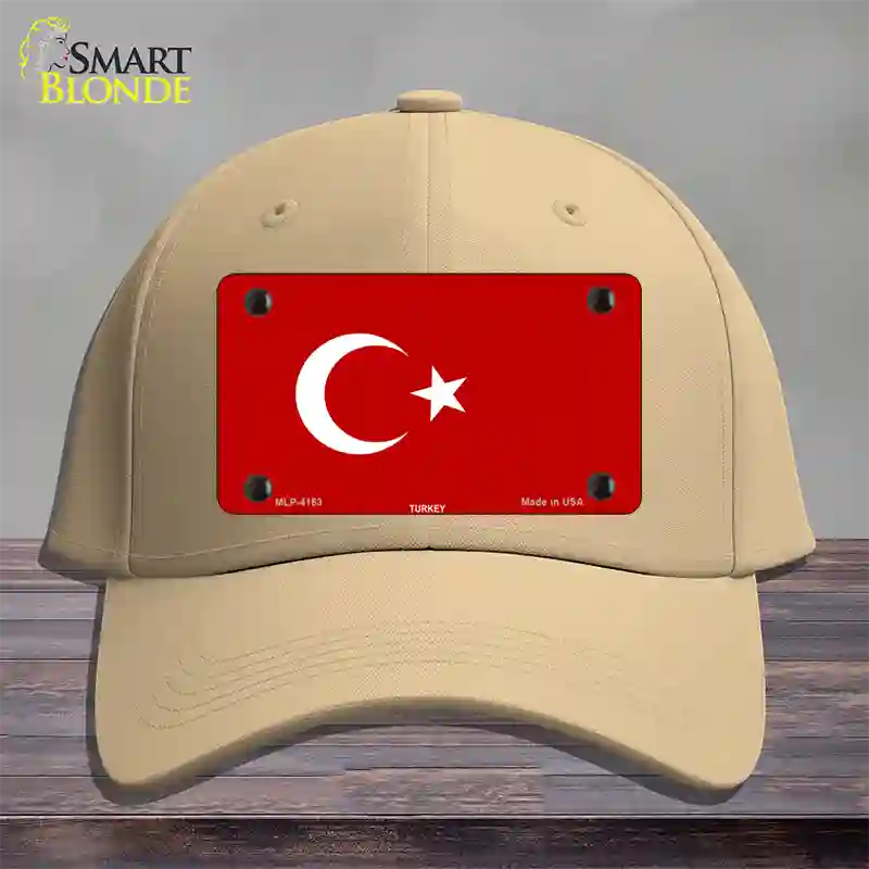 Turkey Flag Novelty License Plate Hat Cotton / Khaki