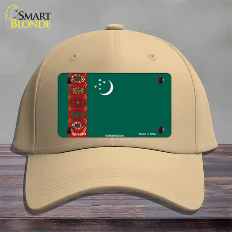 Turkmenistan Flag Novelty License Plate Hat Cotton / Khaki