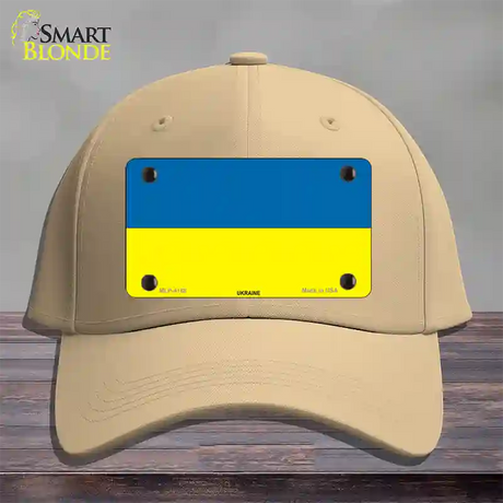 Ukraine Flag Novelty License Plate Hat Cotton / Khaki