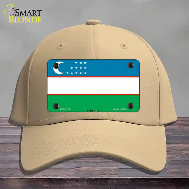 Uzbe Kistan Flag Novelty License Plate Hat Cotton / Khaki