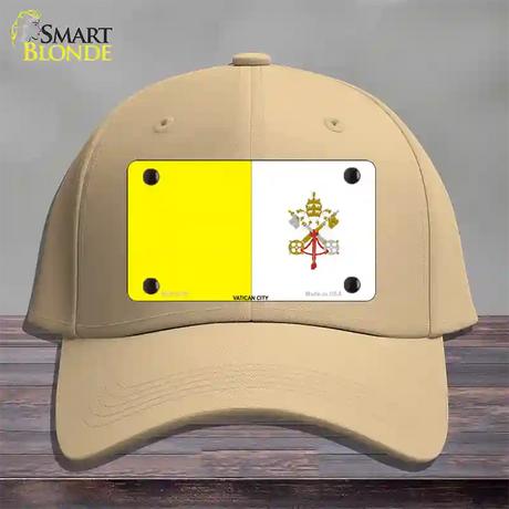 Vatican City Flag Novelty License Plate Hat Cotton / Khaki