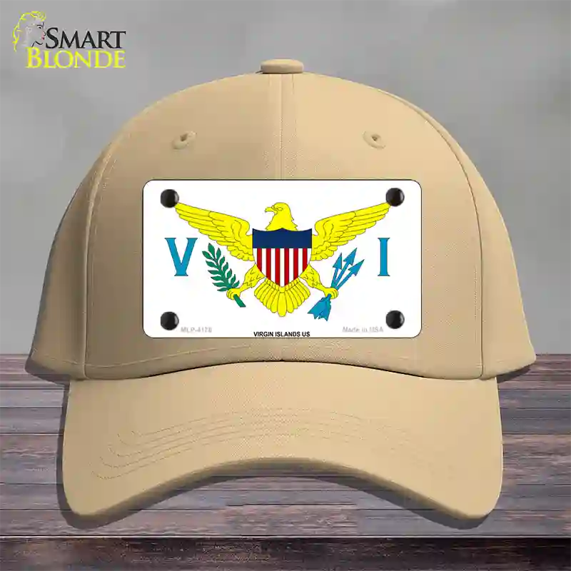 Virgin Islands US Flag Novelty License Plate Hat Cotton / Khaki