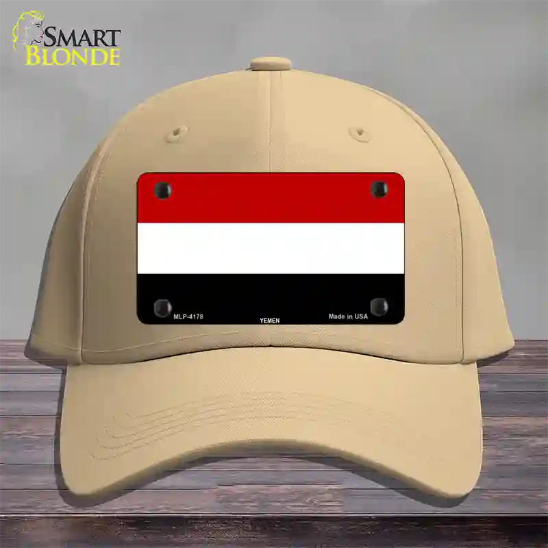 Yemen Flag Novelty License Plate Hat Cotton / Khaki