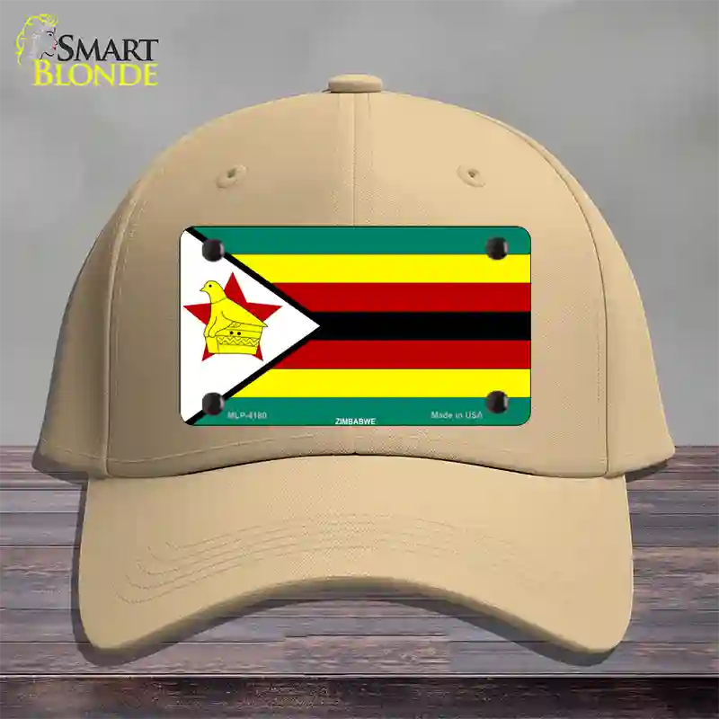 Zimbabwe Flag Novelty License Plate Hat Cotton / Khaki