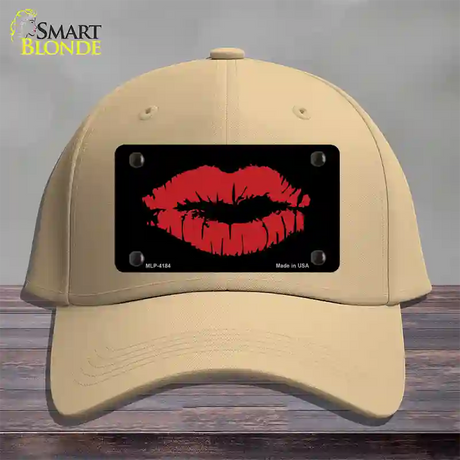 Full Red Lips Novelty License Plate Hat Cotton / Khaki