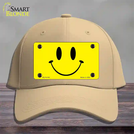 Happy Face Novelty License Plate Hat Cotton / Khaki