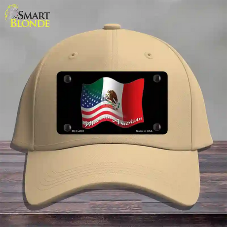 Mexican American Flag Novelty License Plate Hat Cotton / Khaki