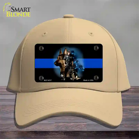 Thin Blue Line Police K-9 Novelty License Plate Hat Cotton / Khaki