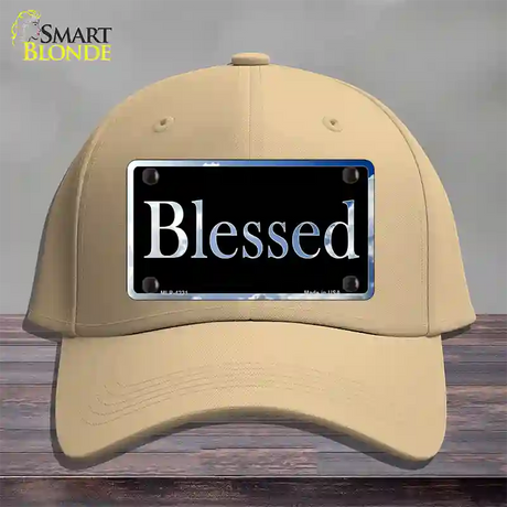 Blessed Blue Sky Cloud Novelty License Plate Hat Cotton / Khaki