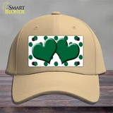 Green White Polka Dot Green Centered Hearts Novelty License Plate Hat Cotton / Khaki