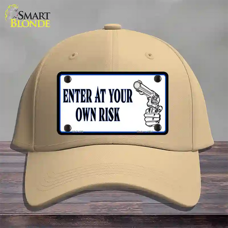 Enter At Own Risk Novelty License Plate Hat Cotton / Khaki