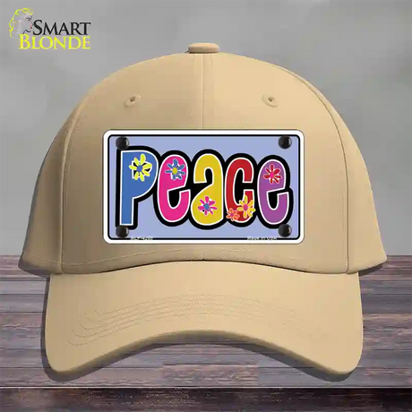 Peace And Flowers Novelty License Plate Hat Cotton / Khaki