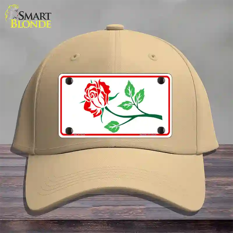 Rose Design White Novelty License Plate Hat Cotton / Khaki