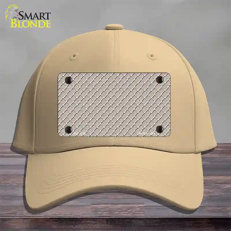 Tan White Quatrefoil Novelty License Plate Hat Cotton / Khaki