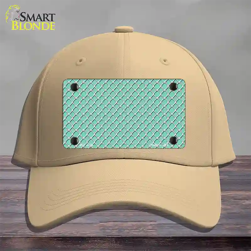 Mint White Quatrefoil Novelty License Plate Hat Cotton / Khaki