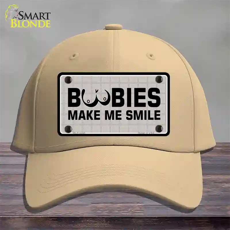 Boobies Make Me Smile Novelty License Plate Hat Cotton / Khaki