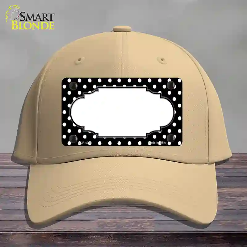 Scallop Black White Polka Dot Novelty License Plate Hat Cotton / Khaki