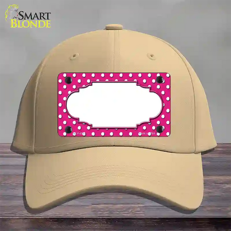 Scallop Pink White Polka Dot Novelty License Plate Hat Cotton / Khaki