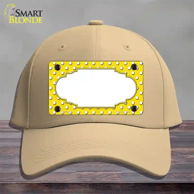 Scallop Yellow White Polka Dot Novelty License Plate Hat Cotton / Khaki