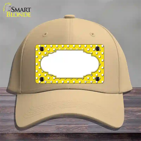 Scallop Yellow White Polka Dot Novelty License Plate Hat Cotton / Khaki