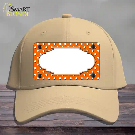 Scallop Orange White Polka Dot Novelty License Plate Hat Cotton / Khaki