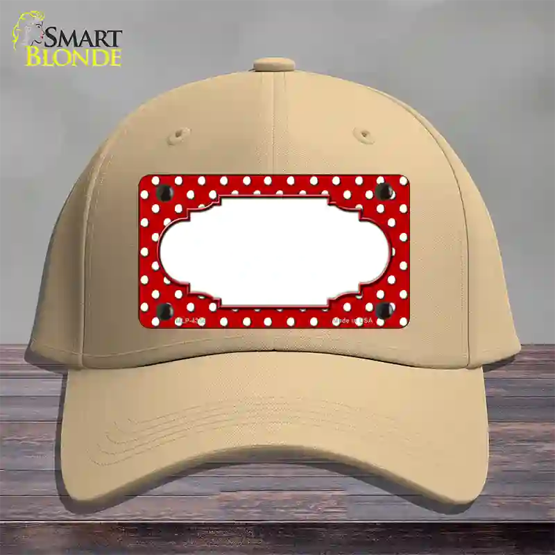 Scallop Red White Polka Dot Novelty License Plate Hat Cotton / Khaki