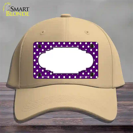 Scallop Purple White Polka Dot Novelty License Plate Hat Cotton / Khaki