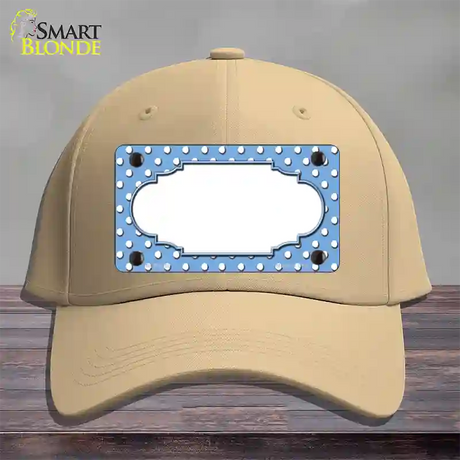 Scallop Light Blue White Polka Dot Novelty License Plate Hat Cotton / Khaki