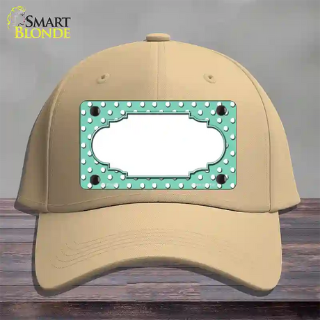 Scallop Mint White Polka Dot Novelty License Plate Hat Cotton / Khaki