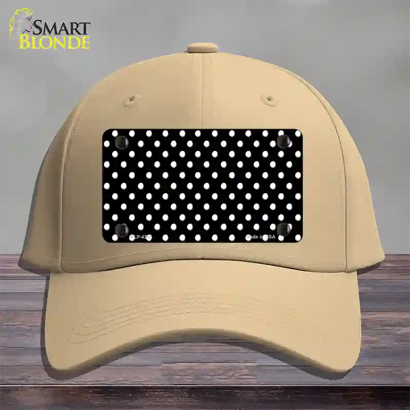 Black Polka Dot Novelty License Plate Hat Cotton / Khaki