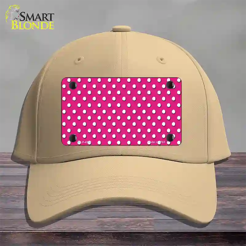 Pink Polka Dot Novelty License Plate Hat Cotton / Khaki