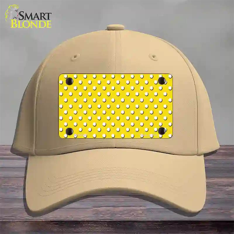 Yellow Polka Dot Novelty License Plate Hat Cotton / Khaki