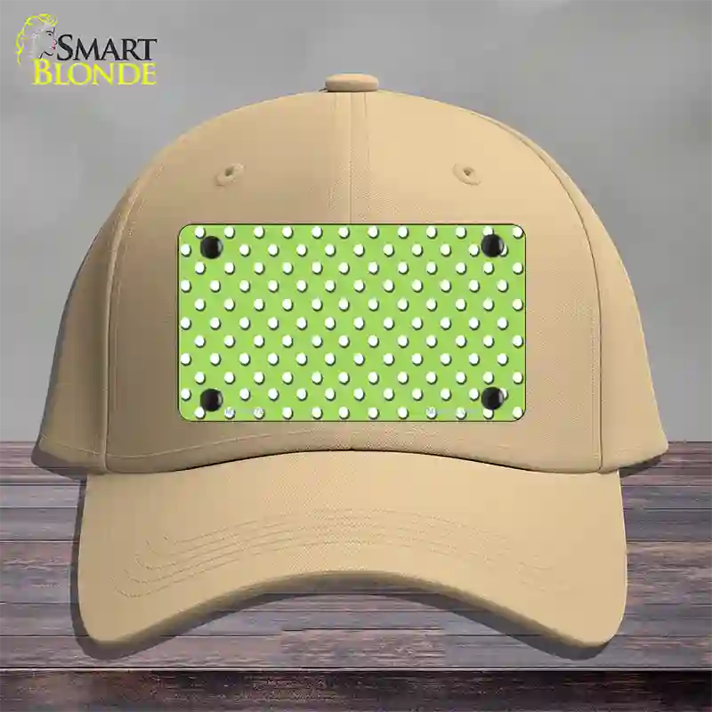 Lime Green Polka Dot Novelty License Plate Hat Cotton / Khaki