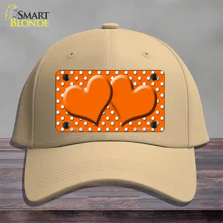 Orange White Polka Dot Center Hearts Novelty License Plate Hat Cotton / Khaki