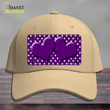 Purple White Polka Dot Center Hearts Novelty License Plate Hat Cotton / Khaki