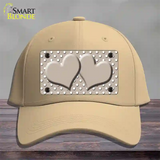 Tan White Polka Dot Center Hearts Novelty License Plate Hat Cotton / Khaki