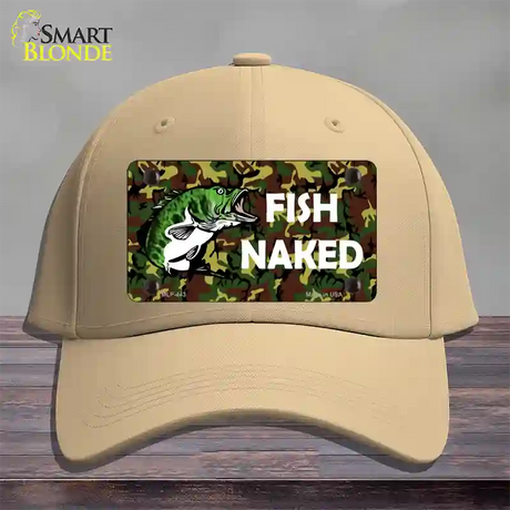 Fish Naked Novelty License Plate Hat Cotton / Khaki