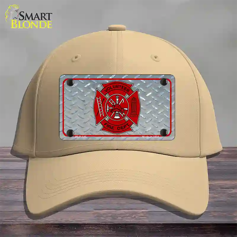 Volunteer Fire Dept Novelty License Plate Hat Cotton / Khaki