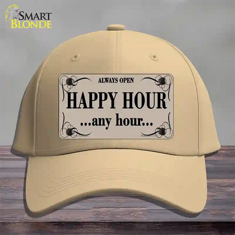 Happy Hour Any Hour Novelty License Plate Hat Cotton / Khaki