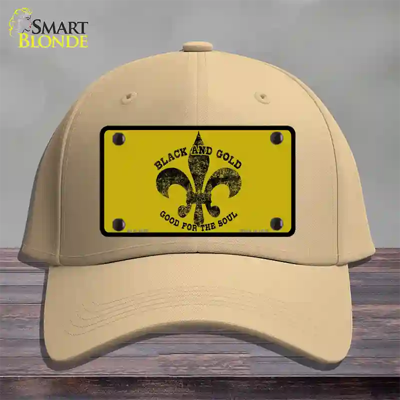 Saints Fleur De Lis Gold Novelty License Plate Hat Cotton / Khaki