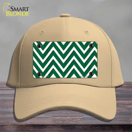 Green White Large Chevron Novelty License Plate Hat Cotton / Khaki