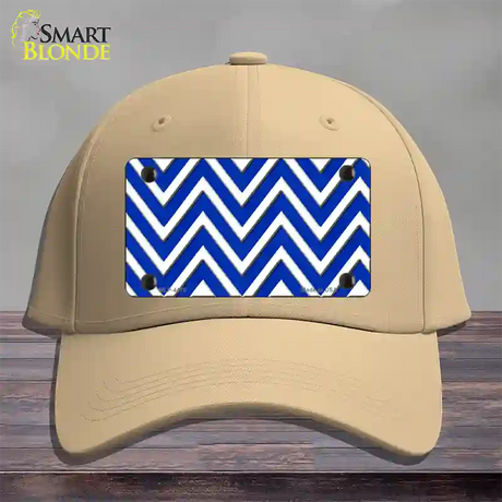 Blue White Large Chevron Novelty License Plate Hat Cotton / Khaki