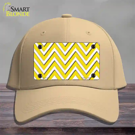 Yellow White Large Chevron Novelty License Plate Hat Cotton / Khaki