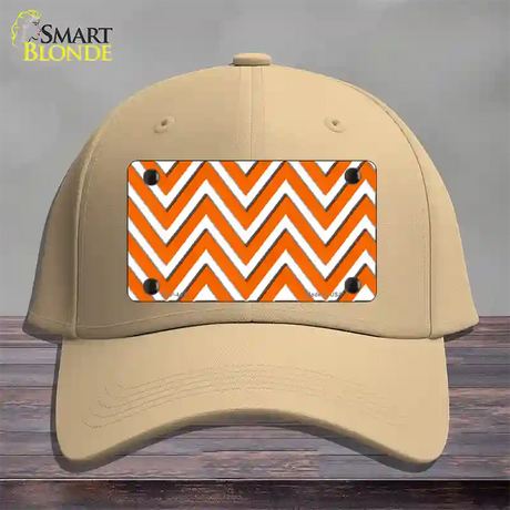 Orange White Large Chevron Novelty License Plate Hat Cotton / Khaki